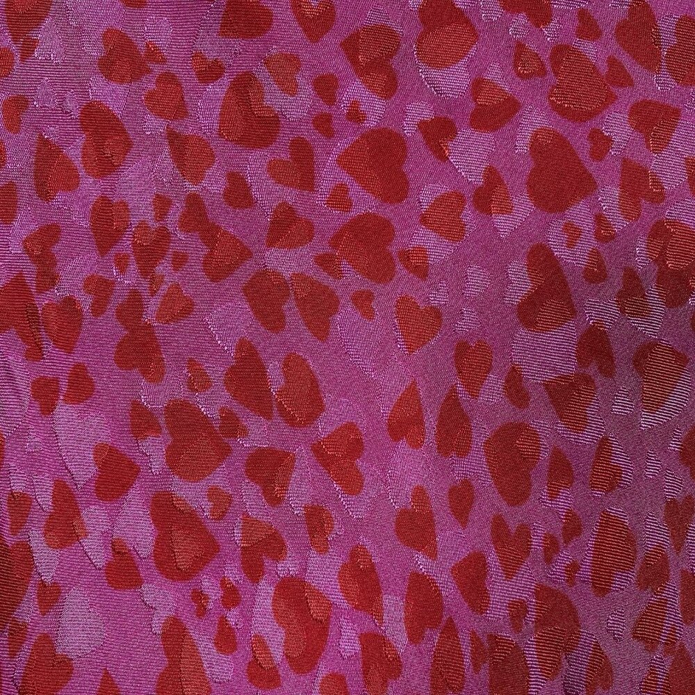 Loft Bias Midi Skirt Size M Pink Red All Over Heart Print Y2K 90s Flowy Romantic - Picture 4 of 13